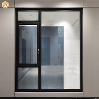 Ventana Combinada Moderna de Aluminio Negro con Malla Antimosquitos Resistente y Rejillas