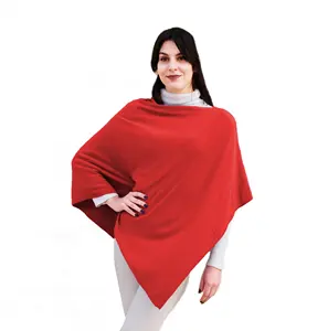 Wholesale Made in Italy Elegant Women Shawl Poncho Wool and Cashmere Blend Shrug Made In Italy High Quality Red Stole