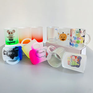 Tasses en verre givré 11oz, brillantes, arc-en-ciel, dégradé de couleur, paillettes, application de Sublimation, livraison <span class=keywords><strong>gratuite</strong></span>, entrepôts américaines - Product Image 4