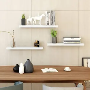 3 개의 떠 다니는 선반 팩 흰색 떠 다니는 선반 벽 홈 장식 나무 선반 단위 벽걸이 형 - Product Image 1