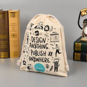 Sac à cordon en coton et lin personnalisé avec logo écologique pour cadeaux et artisanat - Product Image 3