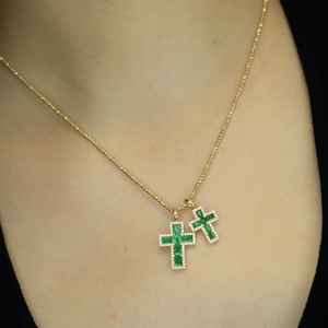 จี้เพชรพลอยรูปกางเขนทองคำแท้ 18K ประดับมรกตจาก Xinfly Universal Buckle Fine Jewelry Gifts - Product Image 3
