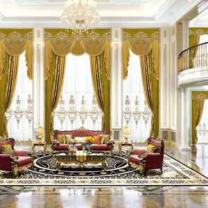 Cortinas de Lujo Personalizadas para el Hogar, Cortinas con Cenefa Dorada para la Sala de Estar - Product Image 1