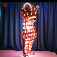 Costume de mascotte ours en peluche LED lumineux, tenue souple pour adulte, idéal pour événements nocturnes, défilés de rue et spectacles sur scène