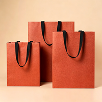Sacs fourre-tout de luxe en papier kraft orange, écologiques, robustes, avec poignées en corde épaisse, logo personnalisé pour cadeaux et artisanat