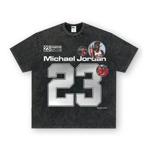 Michael áo cotton 100% in họa tiết xuyên biên giới hợp thời trang cho nam Áo sơ mi đường phố Mỹ với áo thun ngắn tay dài 260gram - Product Image 1