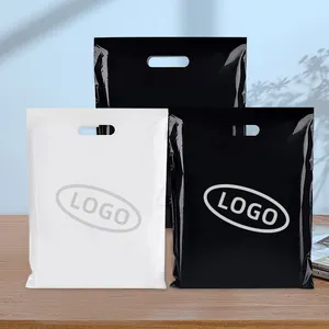 Özel alışveriş çantaları logo baskılı plastik compostable plastik su geçirmez çanta kolu alışveriş çantaları için