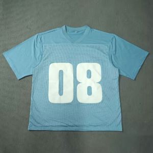 Custom Breathable <b>Mesh</b> American Football Jersey Silk <b>Screen</b> Printed Short Sleeve Vintage Oversized Boxy Cut Plus Size - Product Image 4