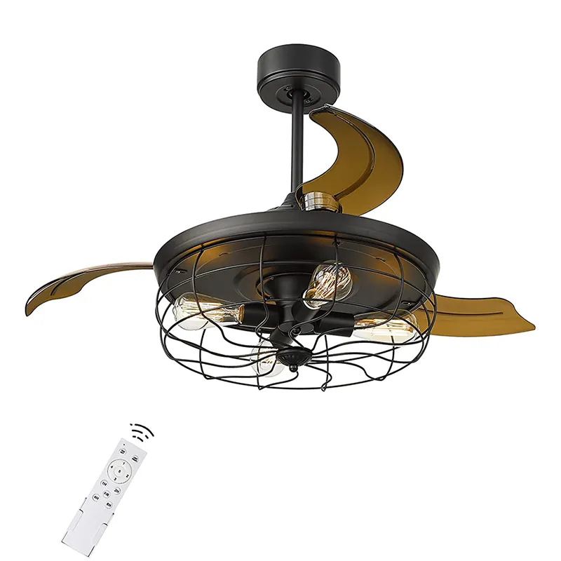 Luxury decorative 42 inch industrial chandelier fan ceiling fan light energy saving invisible ceiling fan light for bedroom