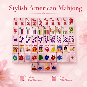 Juego de Mahjong de Lujo con Perlas Rosas, 160 Fichas, Diseño Acrílico con Patrón de Corazón, Bonito Juego de Mesa para Niñas, Colección de Regalo - Product Image 3