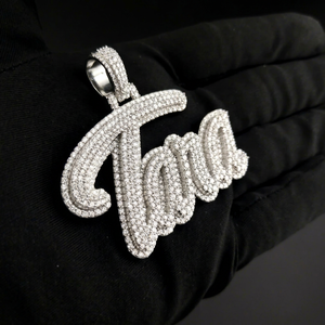 Colgante con Letra Tua, Plata de Ley 925 Maciza, Aleación Plateada, Cristal, Diamantes de Imitación, Estilo Hiphop, Amuleto Unisex, Regalo - Product Image 1