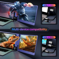 Moniteur portable à double écran IPS de 15,6 pouces, luminosité de 280 cd/m², résolution 1920x1080, fréquence de rafraîchissement de 60 Hz, interface Type-C