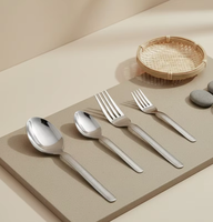 Ensemble de cuillères de table en acier inoxydable de style vintage, à pointes variées et embossées, résistantes à la rouille, avec manches décorés assortis, vente en gros