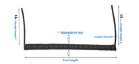 Cable espiral de resorte de alimentación de CA retráctil Flexible recubierto de PU de 3x2,5mm