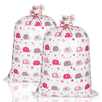 Grands sacs cadeaux en plastique à motif d'éléphant, design rose et bleu avec pois pour l'emballage de cadeaux de baby shower