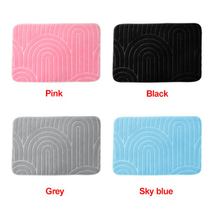 Alfombra de Baño de Felpa Coral, Color Rosa, Gris, Negro, Azul Cielo, Color Sólido, Lavable, Moderna y Sencilla, para Sala de Estar, Dormitorio, Cocina, Baño - Product Image 3