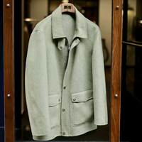 Blouson Bomber Unisexe en Cachemire Double Face Fait Main avec Fermeture Éclair et Boutons Pression, Col Montant, Style Vintage, Vêtement d'Hiver Chaud et Coupe-Vent