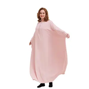 Solid color round neck bat sleeve robe loose Turkey bat sleeve hanging dress