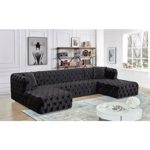 New Design Modern U-<strong>Shape</strong> Corner Sofa Set <strong>Luxury</strong> Velvet Fabric Chesterfield Tufted Sofa Vintage Sectional Modular <strong>Couch</strong> - Product Image 3