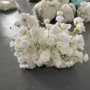 A-FR109 Wedding <b>Decor</b> 80cm Pink White Silk Rose Floral Floor Flower Runner Arrangements Home <b>Graduation</b> Occasion - Product Image 1