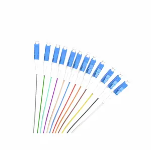 Fibra óptica Pigtail 12 Core LC Bundle Tail Fiber LC Cable de conexión de fibra monomodo Grado de telecomunicaciones FC/ST/FC Fibras de cabeza y cola