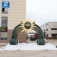 Arche gonflable personnalisée en forme de soleil vert pour la publicité extérieure, la promotion d'événements, la décoration de portail avec impression de logo personnalisé