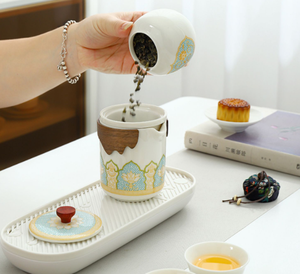 Ravel-juego de té portátil simple para exteriores, <span class=keywords><strong>Taza</strong></span> de cerámica, <span class=keywords><strong>tetera</strong></span> de Kung Fu para oficina - Product Image 6