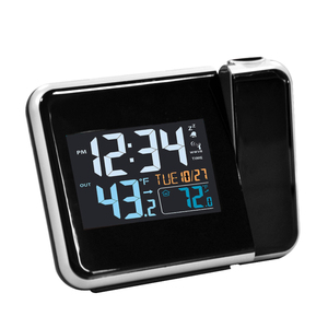 Horloge de bureau à projection radio-pilotée avec écran LCD numérique réglable à 180 degrés, avec calendrier et température intérieure/extérieure - Product Image 1