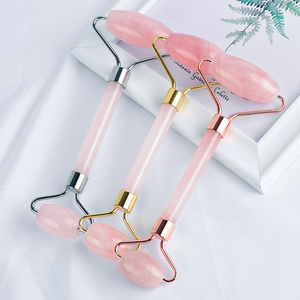 2025 Top bán ngọc bích mặt con lăn tinh khiết tự nhiên Rose Quartz con lăn chăm sóc da công cụ biểu tượng tùy chỉnh màu Hồng tinh thể đá massage con lăn - Product Image 5