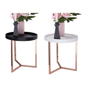 SET 2 Black Finish Aluminum Modern Coffee Table Set Living Room Balcony Use Adjustable Home Furniture Amson Brass AG-22613 Best - Product Image 1