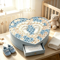 Groothandel op maat gemaakte fluwelen hartvormige bloemenbox met lade, eeuwigdurende roos in doos, cadeaudoos voor babyshower