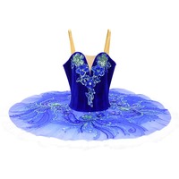 T0345 Vente en gros de tutus de ballet professionnels bleus, jupe de danse pour femmes adultes, vêtements de danse classiques, robe de tutu de ballet