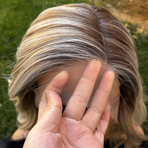 Julianna Vente en gros Futura Fiber Style Elowen Haute qualité Bouclés Highlight Blonde Cheveux synthétiques HD Lace Front Court Bob Perruque - Product Image 3