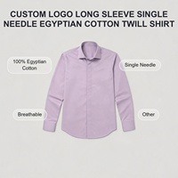Chemise habillée formelle à manches longues pour homme, 100% coton égyptien sergé, avec logo personnalisé, fabrication à aiguille simple, source en gros