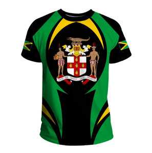 Design personalizzato Logo Jamaica bandiera e leone stampa digitale novità camicie grigie nere per gli uomini traspirante <span class=keywords><strong>T</strong></span> <span class=keywords><strong>Shirt</strong></span> sconti vestiti - Product Image 3
