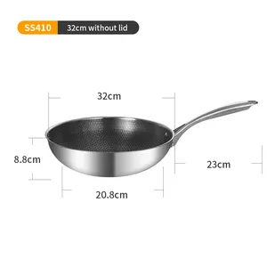 Tùy Chỉnh Nồi Thép Không Gỉ 316 Không Dính Wok Frying Pan Không Dính Honeycomb Wok Set Cookware Wok Pan