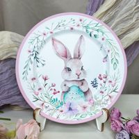 Assiettes de présentation en plastique Lapin de Pâques pour la décoration de table de printemps, de baby shower, de mariage et de fête d'anniversaire