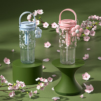 Gobelet à paille réutilisable et écologique pour fille, à motif floral élégant en forme de marguerite et de voiture, avec paille rabattable pour boire directement
