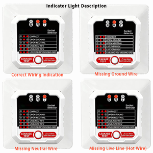 เครื่องทดสอบเต้ารับไฟฟ้า 6 ประเภท ตรวจสอบสภาพสายไฟ ของแท้ใหม่เอี่ยม เครื่องตรวจจับขั้ววงจร ตัวเครื่องทำจากพลาสติก ABS ตรวจจับการรั่วไหลของไฟฟ้า - Product Image 4