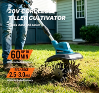 Cultivateur de jardin électrique sans fil à batterie lithium, mini-cultivateur avec 4 lames, 21V, portable, rechargeable, désherbeur manuel