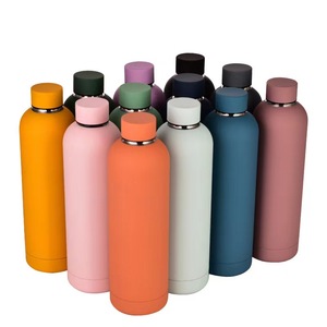 500ml Tour Botellas de agua Frascos de vacío <span class=keywords><strong>Termos</strong></span> Viaje Doble pared Tacto suave Boca pequeña Pintura de goma Botellas de agua aisladas - Product Image 1