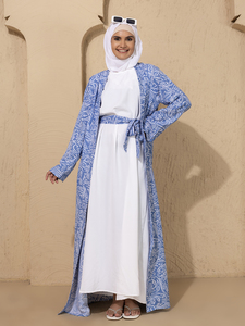Ropa para Mujer, Abaya Informal con Bordado de Poliéster, Hiyab, Vestido Musulmán, Kimono, Eid, Manga Larga, Abaya Árabe Regular, Conjunto de Abaya de Dubái - Product Image 2