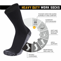 Chaussettes de travail noires, chaudes, respirantes, emballage personnalisé, chaussettes de travail robustes de haute qualité pour homme