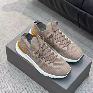 Chaussures décontractées pour hommes de marque de luxe européenne, respirantes, en maille tissée, confortables, en cuir, à lacets simples, pour le printemps et l'automne - Product Image 2