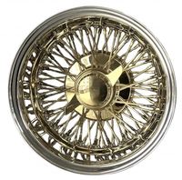 Nouvelles Jantes en Acier Premium 13x7 Finition Chrome Centre Or Titane 72 Rayons Croisés Inversés 2 Barres Knock Spinner