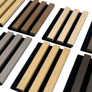 Panel de rejilla absorbente de sonido compuesto de madera maciza de fibra de poliéster, Panel de decoración de pared para uso doméstico y comercial, - Product Image 1