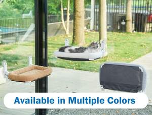 Lot de 2 hamacs pliables pour chat à fixer sur fenêtre, avec ventouses puissantes, étagère métallique, pour animaux de compagnie, sans fil, à suspendre à la fenêtre - Product Image 3