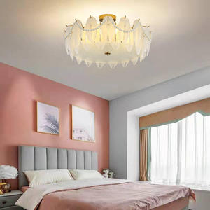 Plafonnier rond en verre plume française de haute qualité Design contemporain pour bureau à domicile salle à manger chambre éclairage décoratif IP44 - Product Image 3