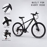 Vélo de montagne à frein à disque à huile, acier haute teneur en carbone, 21 vitesses, tout-terrain/traiteur/descension, double suspension, roues en alliage de 26 pouces