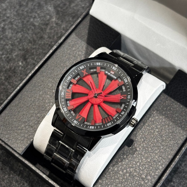 2026 New Trend Classic Red Windmill Rotating Watch Men's Business Quartz Watch High End Design Roman Digital Dial Rotary Watch